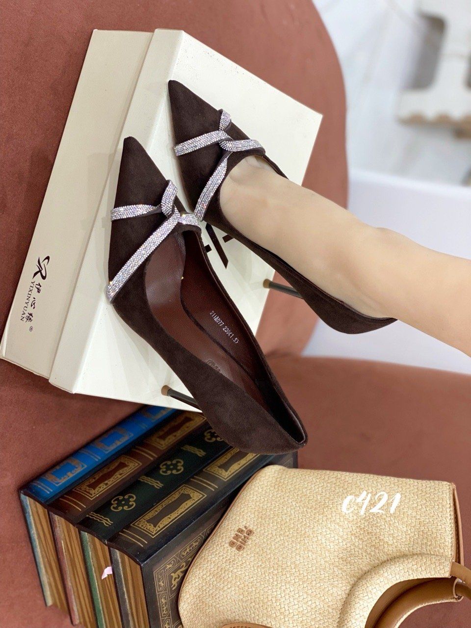 Cao gót da lộn C421