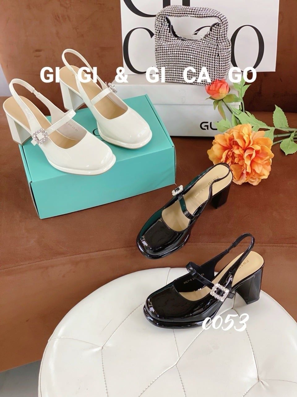 Cao gót vuông hở gót Loli C053