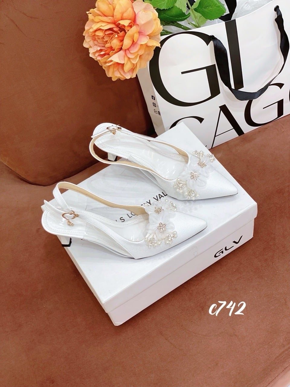 Cao gót nhọn bling hở gót WD C742