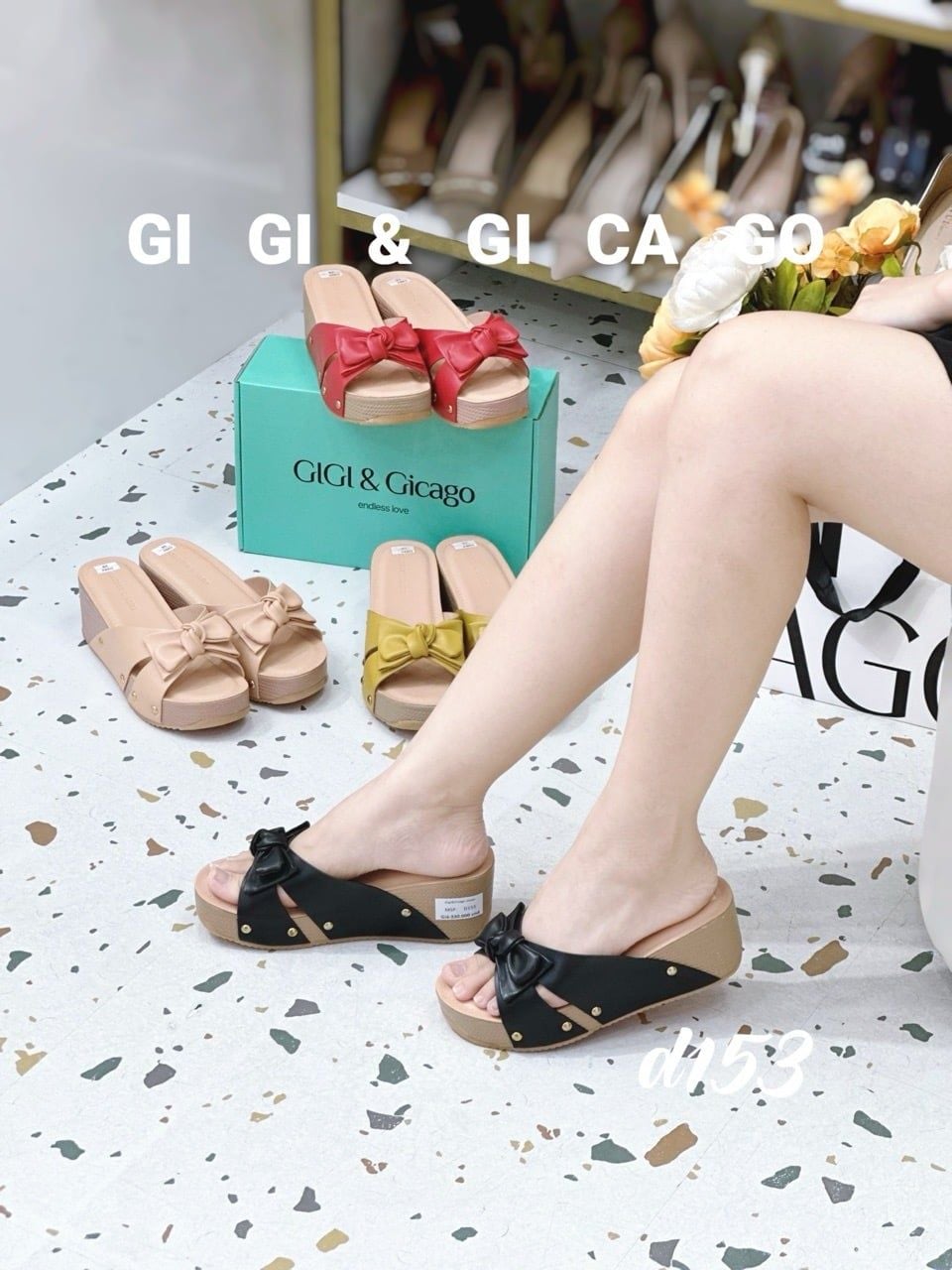 Dép guốc xuồng nơ D153
