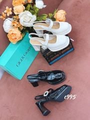 Cao gót vuông mũi tròn đế đúp hở gót Loli C995
