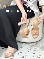 Guốc gót vuông đế gỗ D476