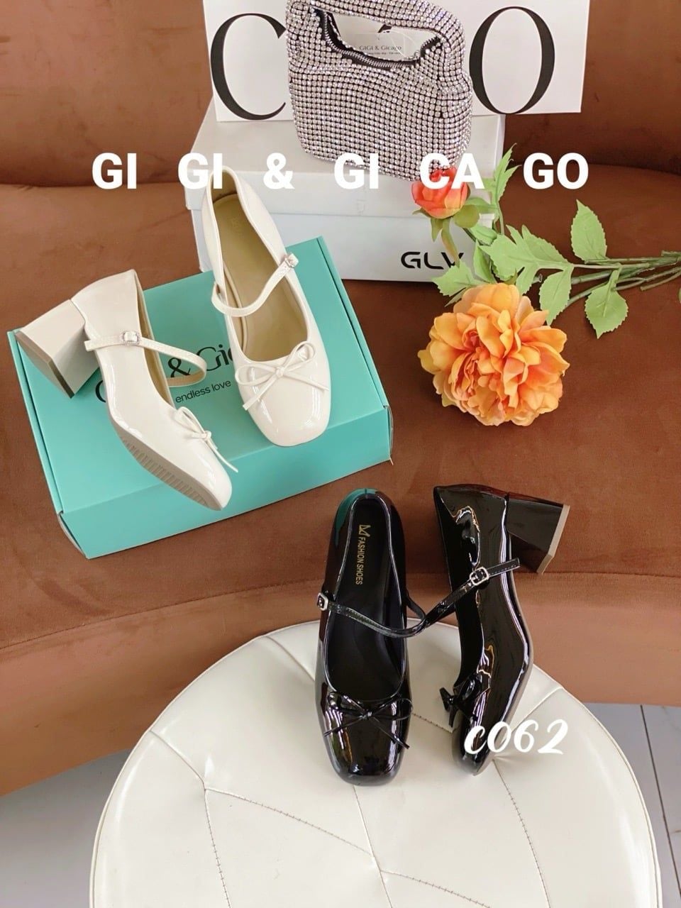 Cao gót vuông nơ Loli C062