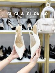 Cao gót nhọn hở gót da trơn C052