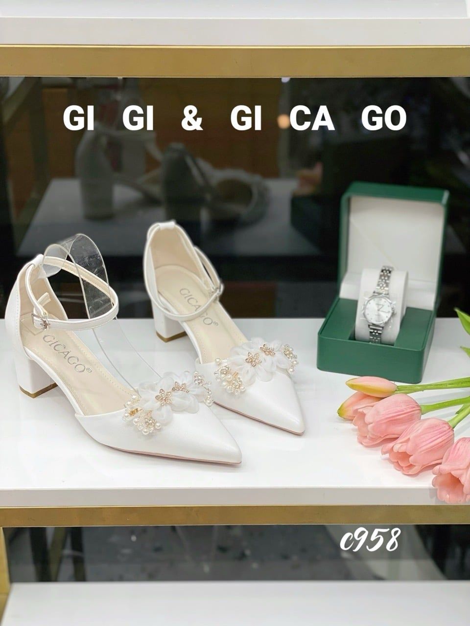 Cao gót vuông Hoa WD C958