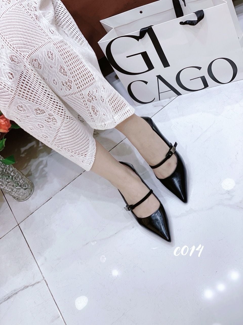 Cao gót nhọn da trơn C014