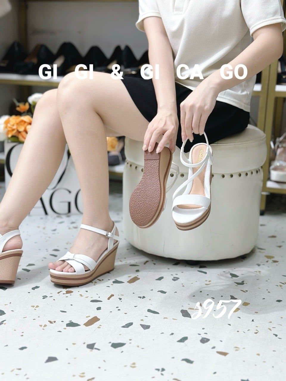 Sandal đế xuồng gỗ S957