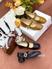 Cao gót vuông mũi tròn da trơn Loli C008