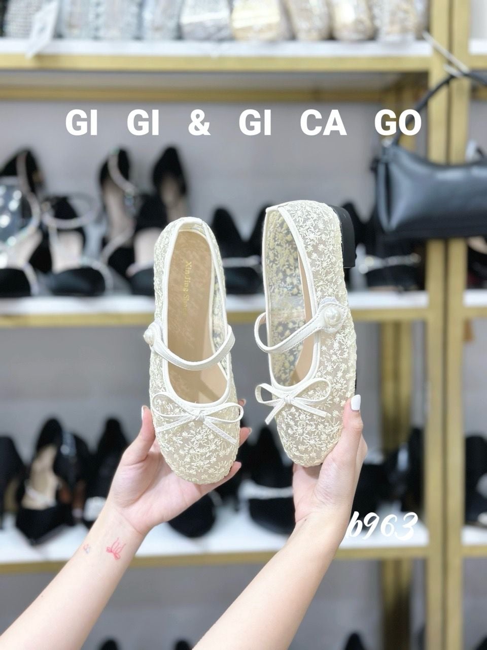 Giày búp bê lưới Nơ B963