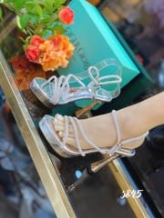 Sandal gót nhọn dây đính đá WD S845