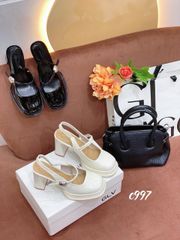 Cao gót vuông mũi tròn đế đúp hở gót Loli C997