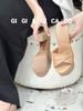 Guốc gót vuông đế gỗ D476