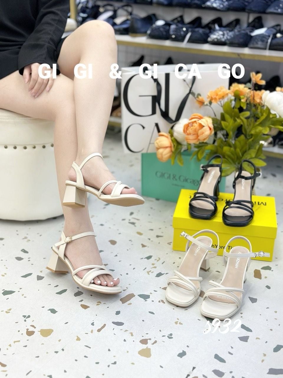 Sandal gót vuông dây S928