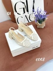 Cao gót vuông ren nơ hở gót C068
