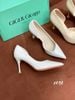 Cao gót nhọn da trơn hở eo C048