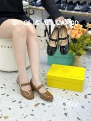 Cao gót vuông mũi tròn da trơn Loli C008