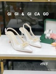 Giày cao gót nhọn hở gót HOA WD C938