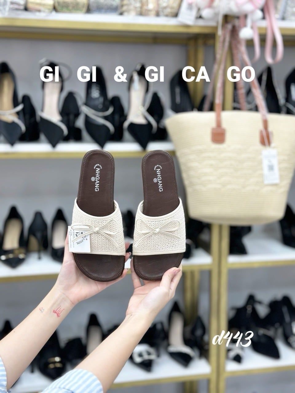 Dép bệt nơ lưới D443