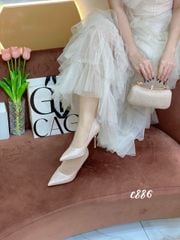 Cao gót nhọn nhũ bling tiệc da trơn C886