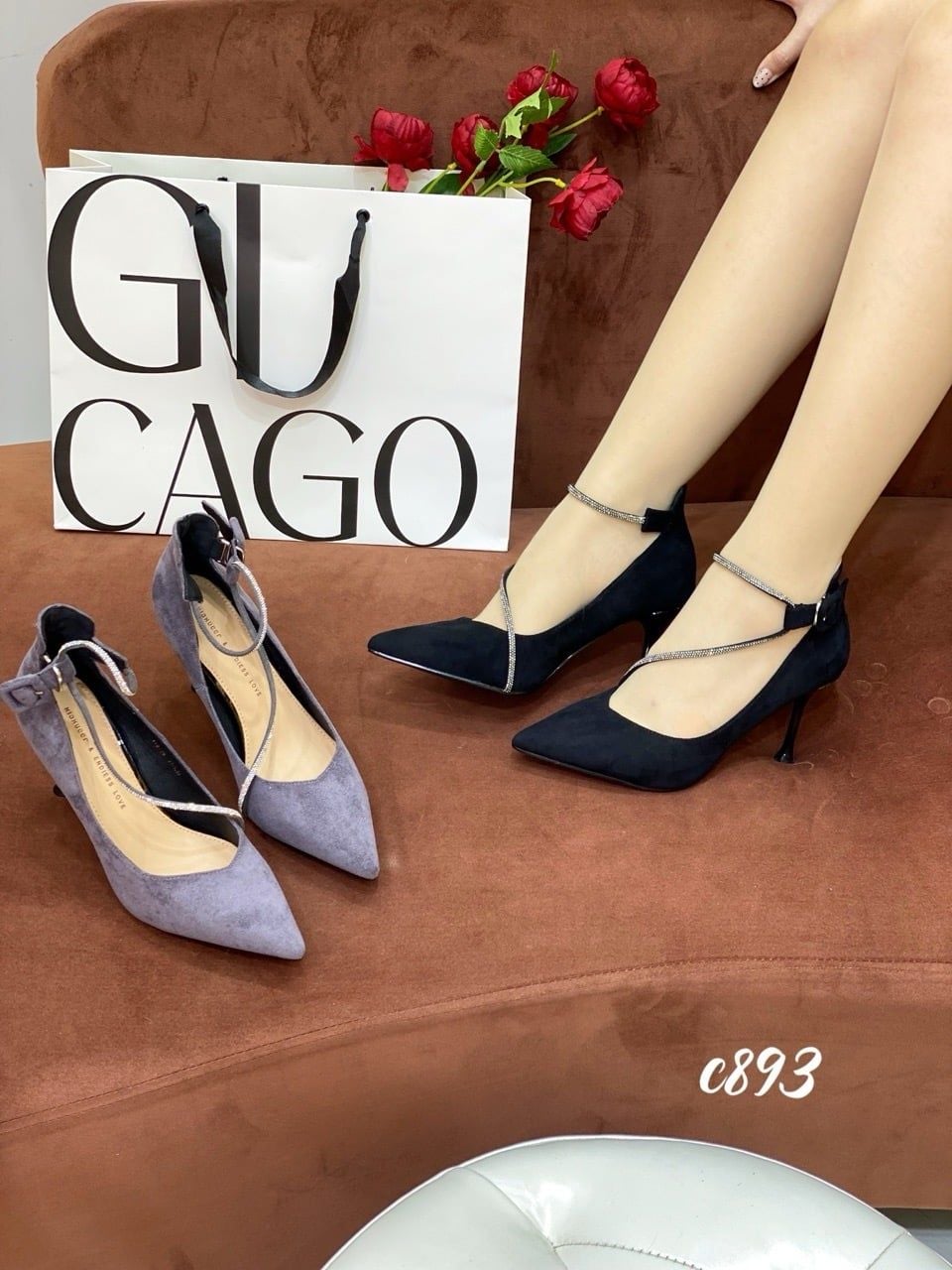 Cao gót nhọn da lộn C893