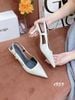 Giày cao gót nhọn hở gót gấm thêu C954