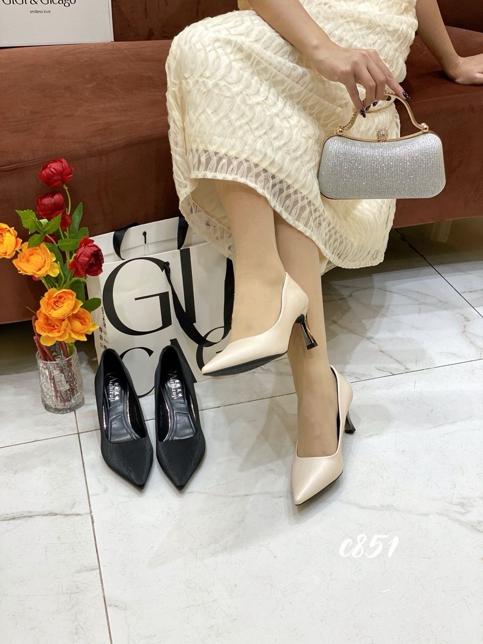 Cao gót nhọn đế đá C851