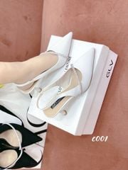 Cao gót nhọn hở gót viền đá C001