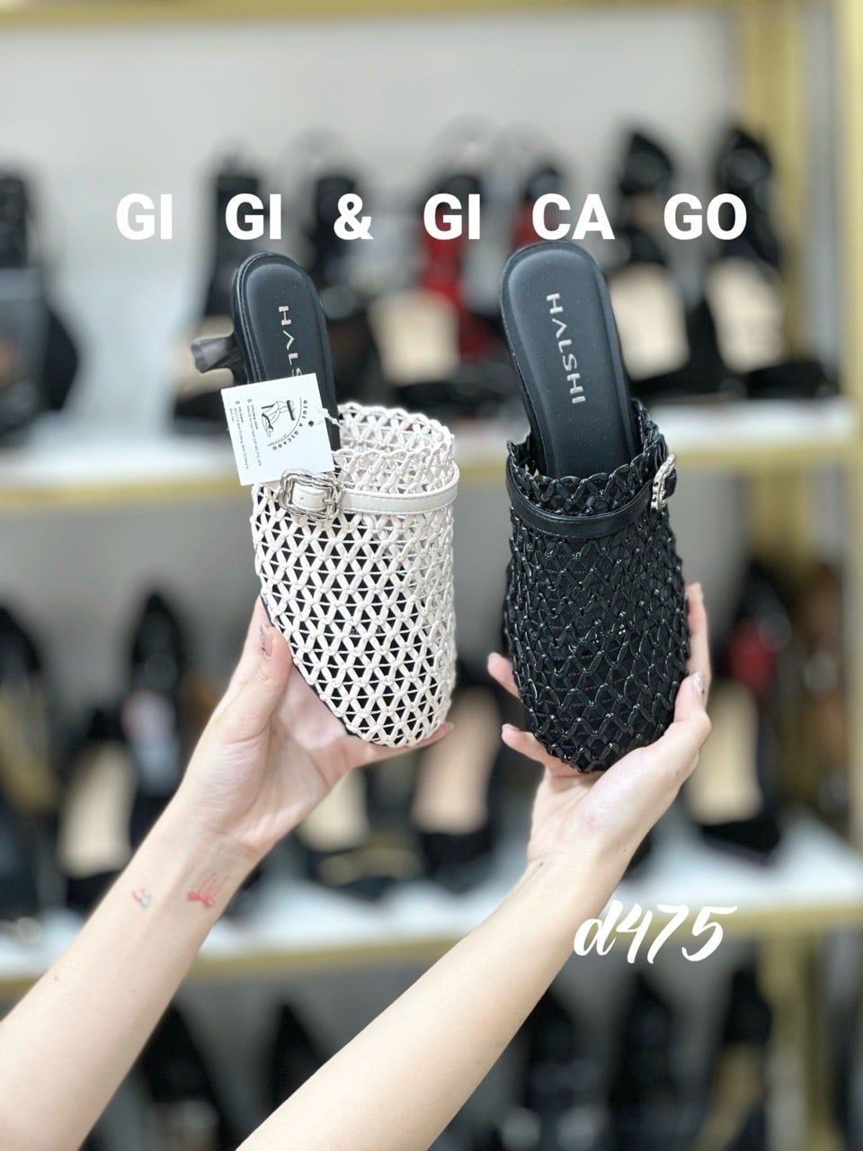 Sục gót nhọn lưới ren D475