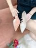 Cao gót nhọn da trơn hở eo C048