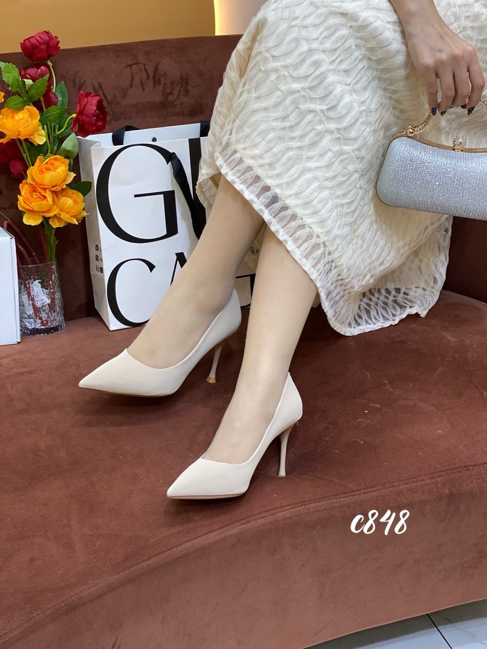Cao gót nhọn da trơn C848