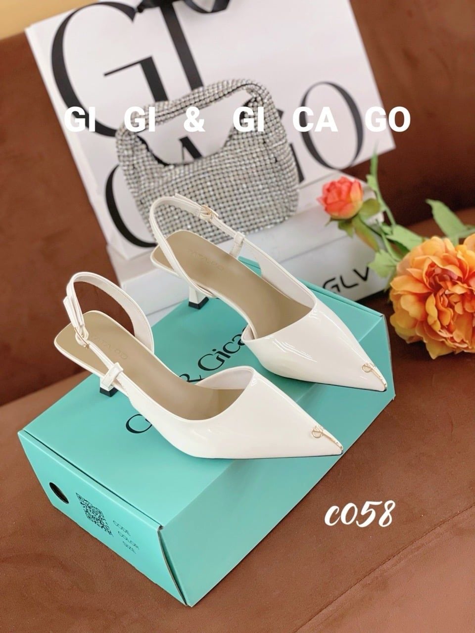 Cao gót nhọn hở gót C058