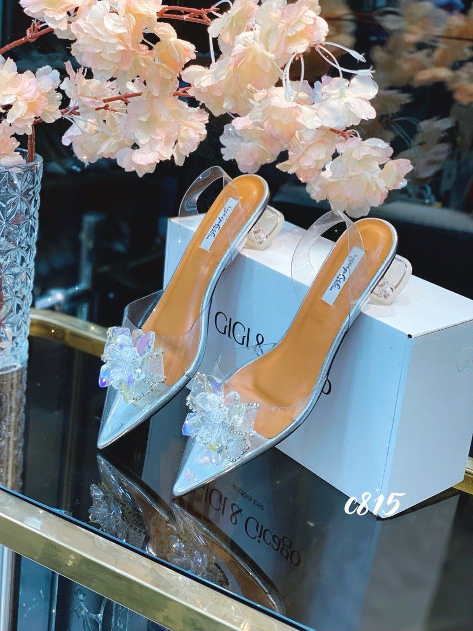 Cao gót vuông hở gót tiệc trong C815