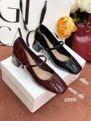 Cao gót vuông mũi tròn da trơn Loli C006