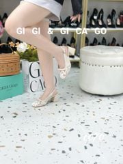 Cao gót vuông ren hở gót nơ C070