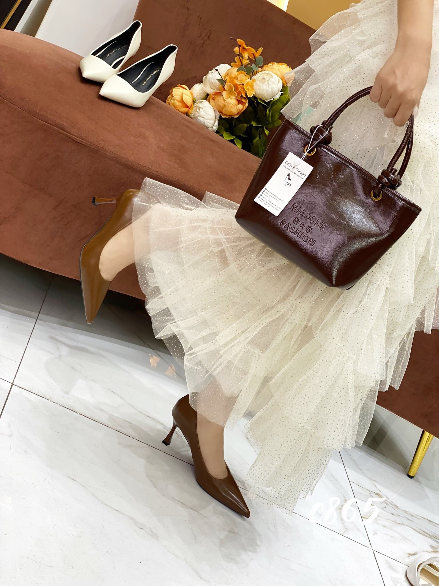 Cao gót nhọn da trơn C865