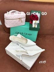Cao gót nhọn da trơn hở gót C019