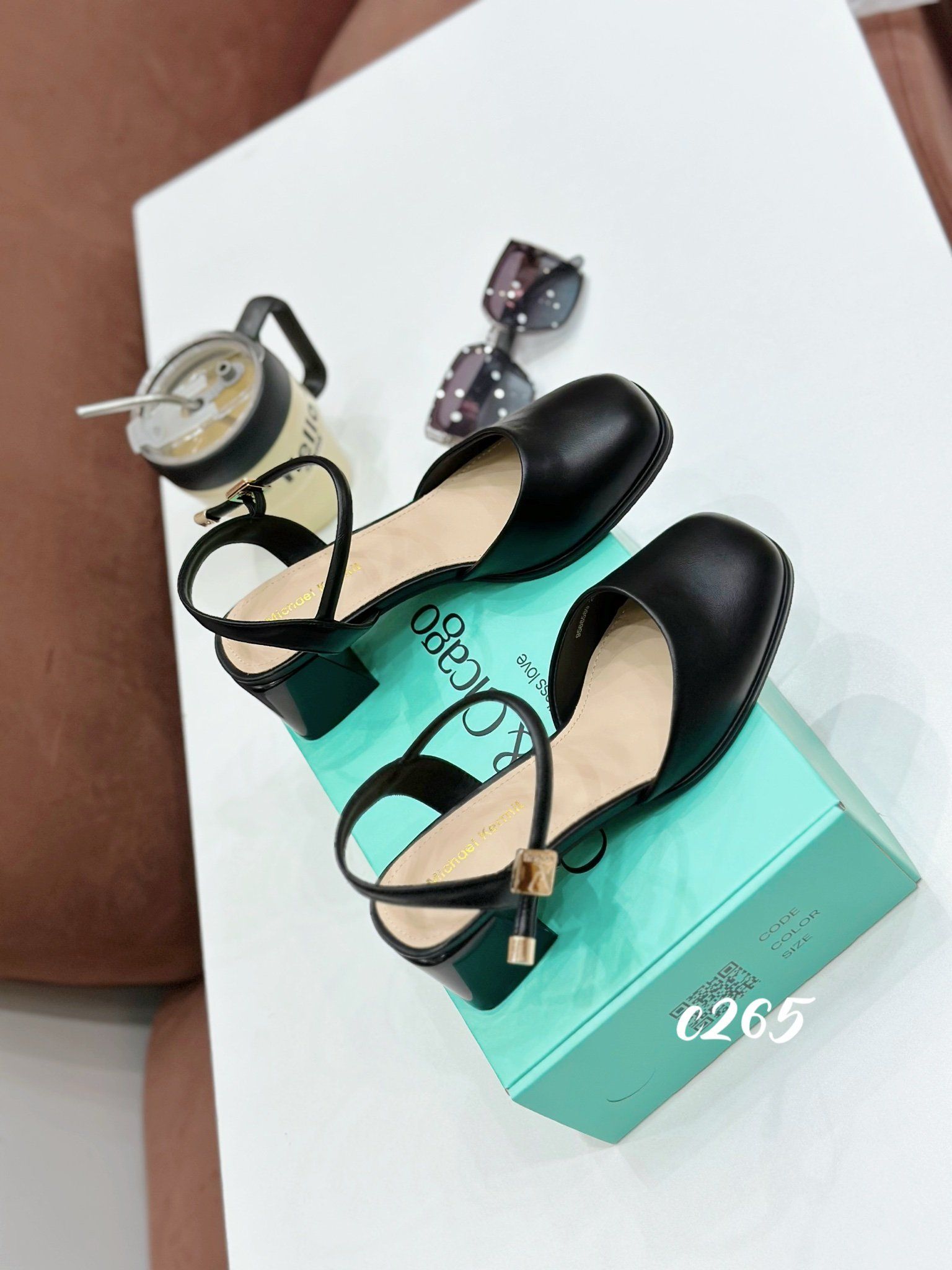 Cao gót vuông mũi tròn Loli hở gót C265