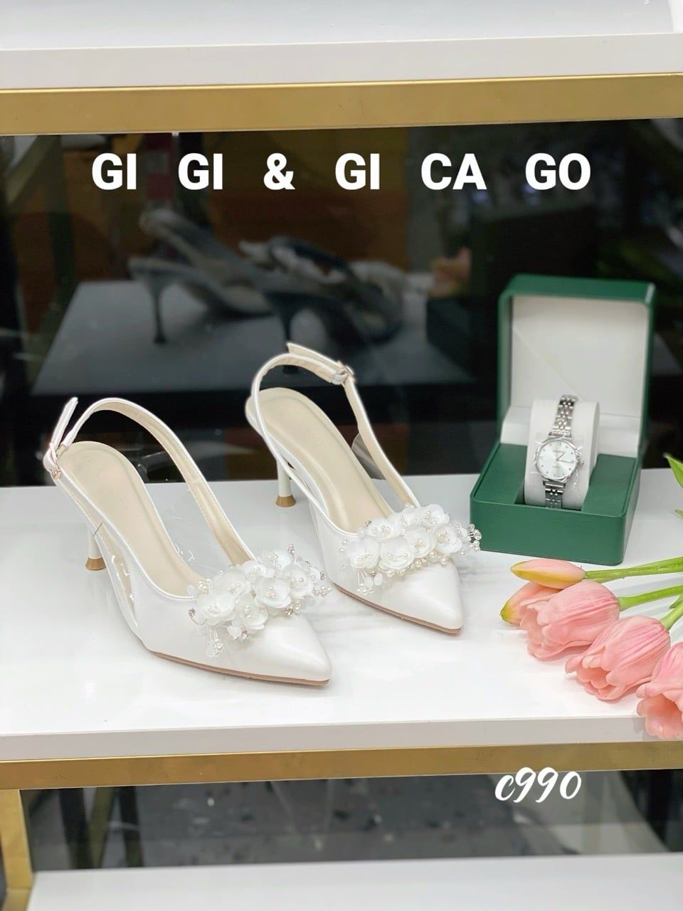 Cao gót nhọn hở gót WD C990