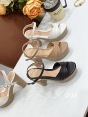 Sandal gót vuông đế giả gỗ 11P S732