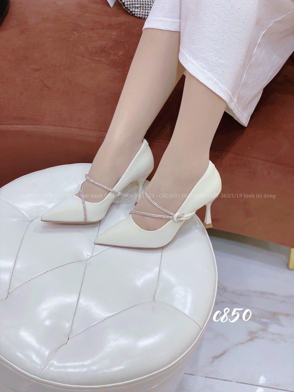 Cao gót nhọn dây đá đi tiệc C850