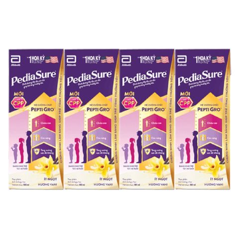 Sữa dinh dưỡng Pediasure vani ít ngọt 180ml lốc 4