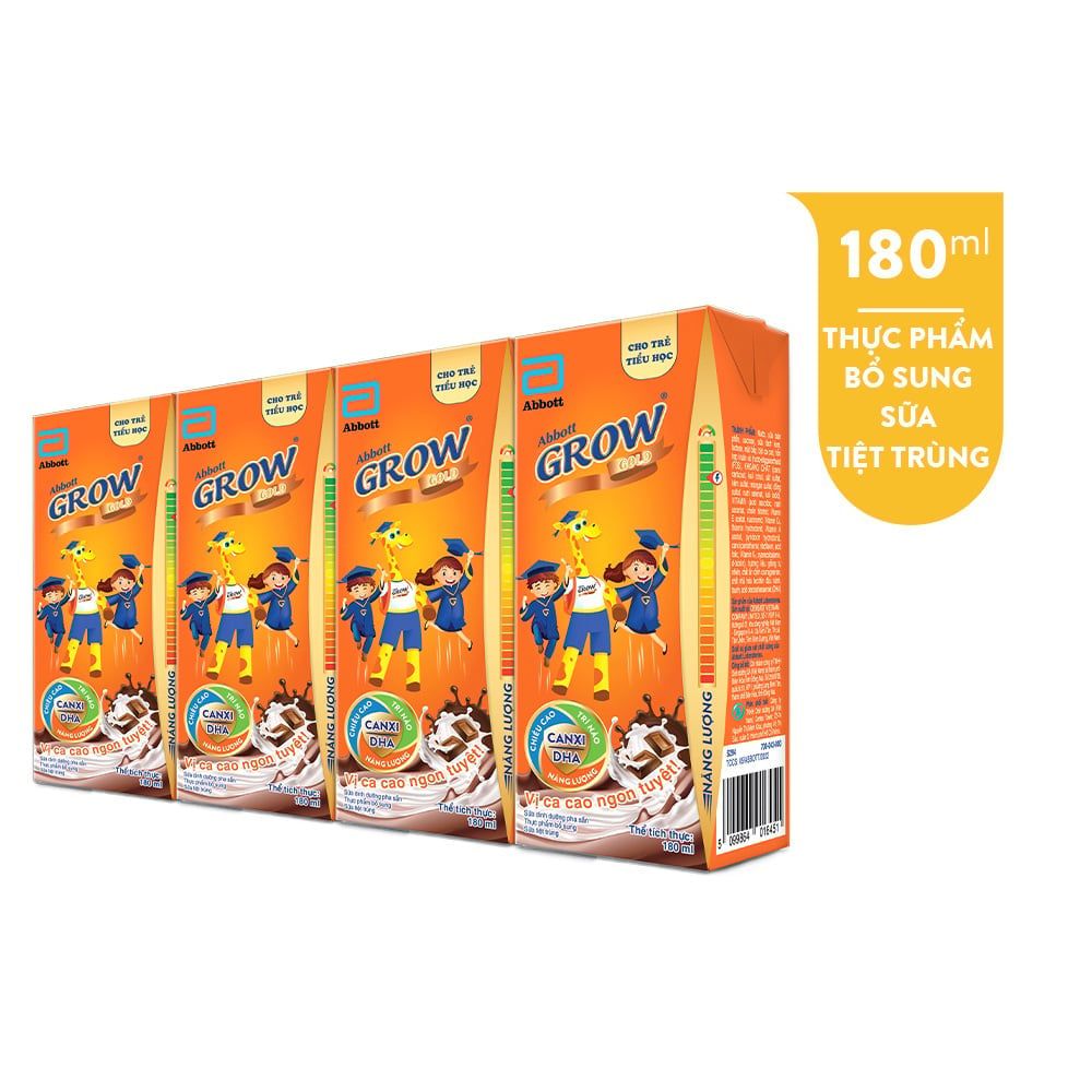 Lốc 4 hộp Abbott Grow Gold Cacao 180ml/hộp