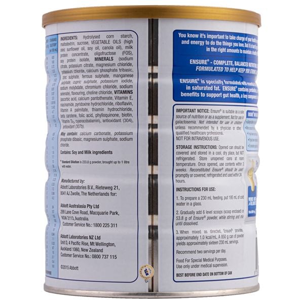 Sữa Bột Ensure Úc 850gr dinh dưỡng cho người lớn