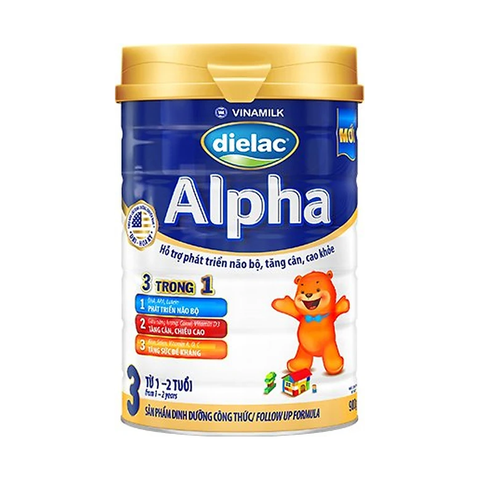 Sữa Bột Vinamilk Dielac Alpha 3 900g Cho Bé 1-2 Tuổi Phát Triển Trí Não