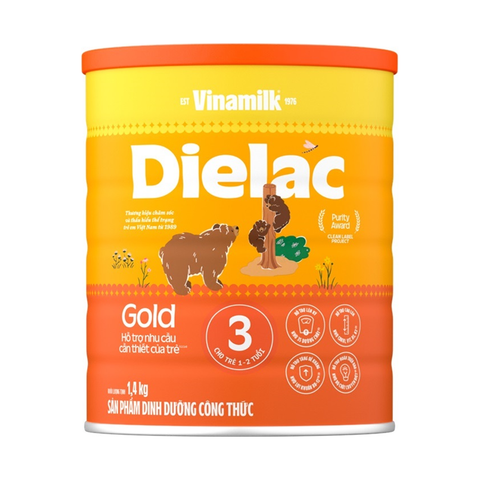 Sữa Bột Vinamilk Dielac Alpha Gold 3 Lon 1.4kg Cho Bé 1-2 Tuổi Phát Triển Trí Não