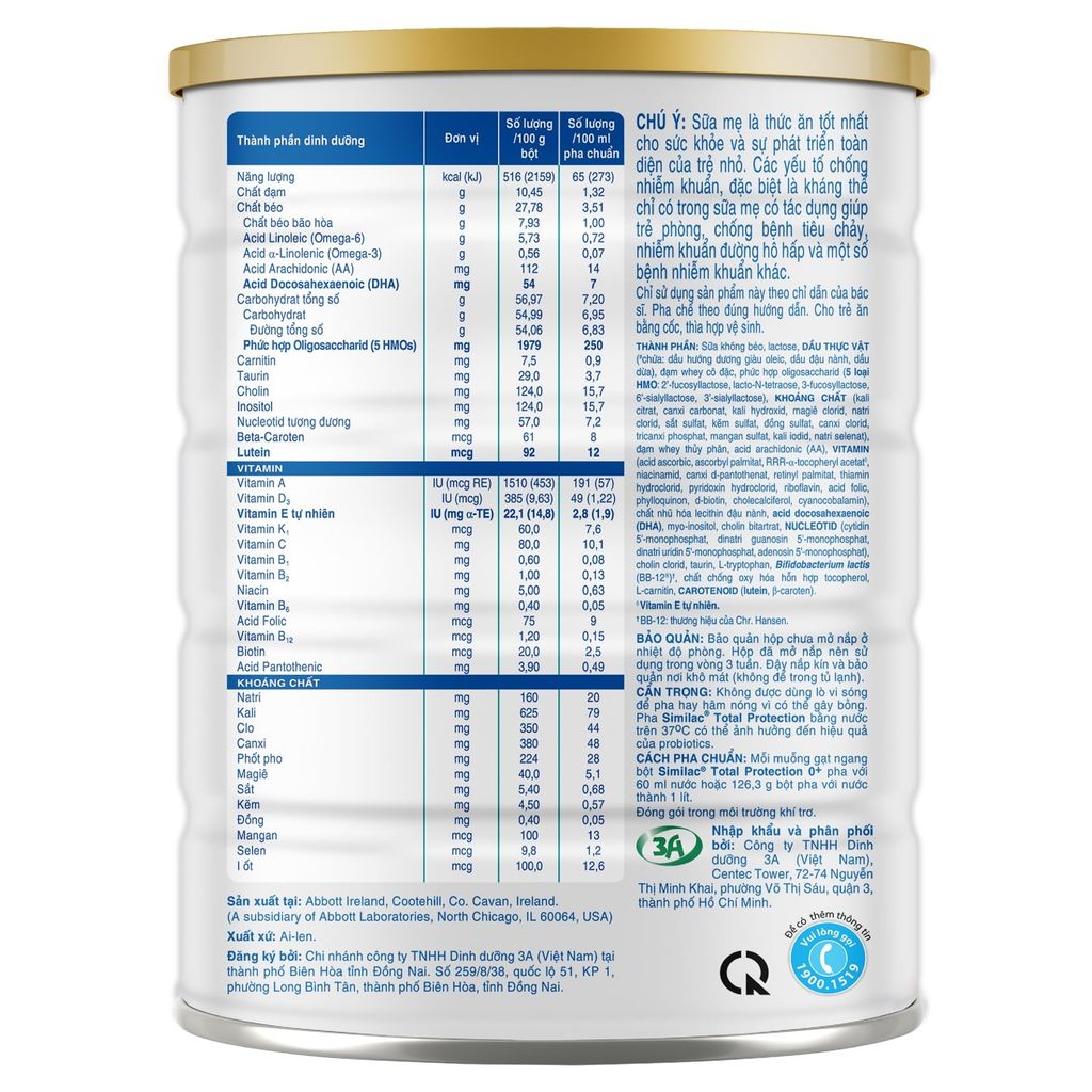 Sữa bột Similac Total Protection 0+ 800g (0-12 tháng)