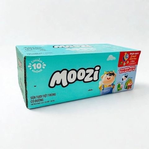 Thùng 24 hộp Sữa tươi tiệt trùng Moozi có đường 180ml