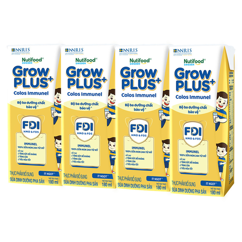 Sữa dinh dưỡng Nutifood GrowPLUS+ Colos Immunel 4x180ml (trên 1 tuổi)