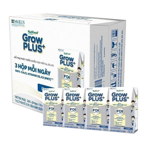 Thùng 24 hộp sữa nước 110ml Nutifood GrowPLUS+ Bạc (trên 1 tuổi)