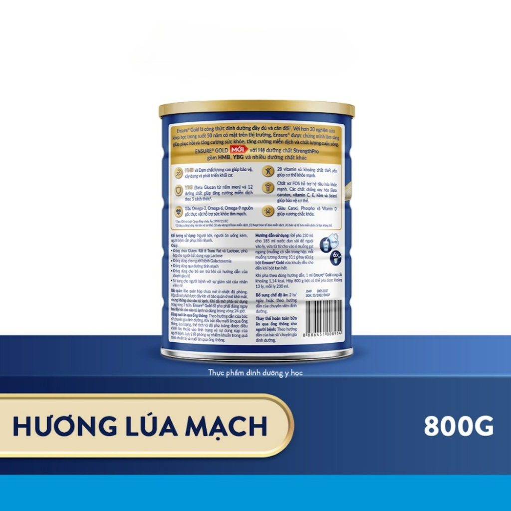 Sữa bột Ensure Gold hương Lúa Mạch HMB 800g